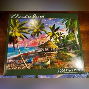 Tropical Beach Puzzle with Palm Trees